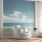 Wall murals A beach with waves crashing on the sand
