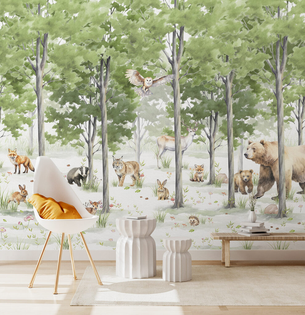 A group of animals in a forest
