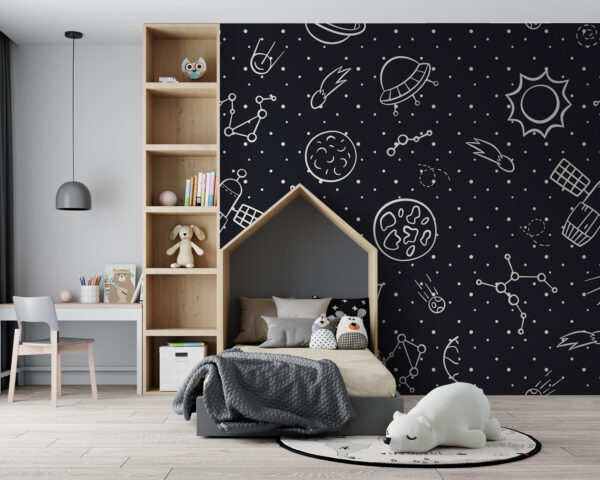 A pattern of space objects Wall murals A pattern of space objects
