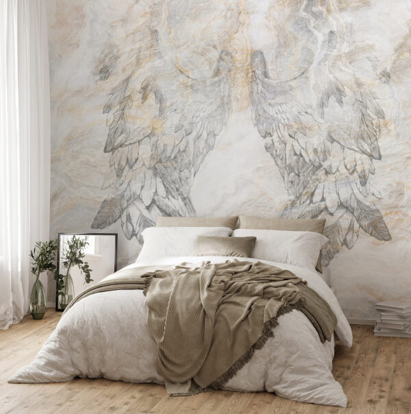 A drawing of wings on a marble surface A drawing of wings on a marble surface