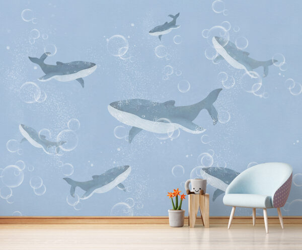 A group of whales swimming in water A group of whales swimming in water