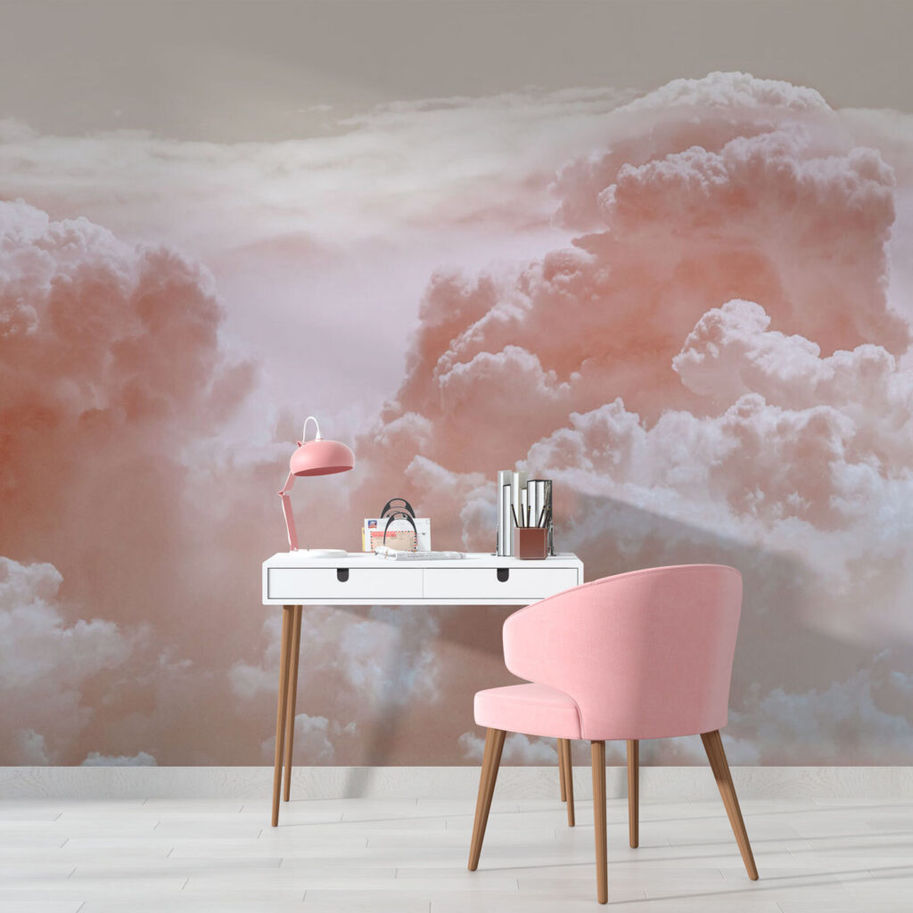 A pink clouds in the sky