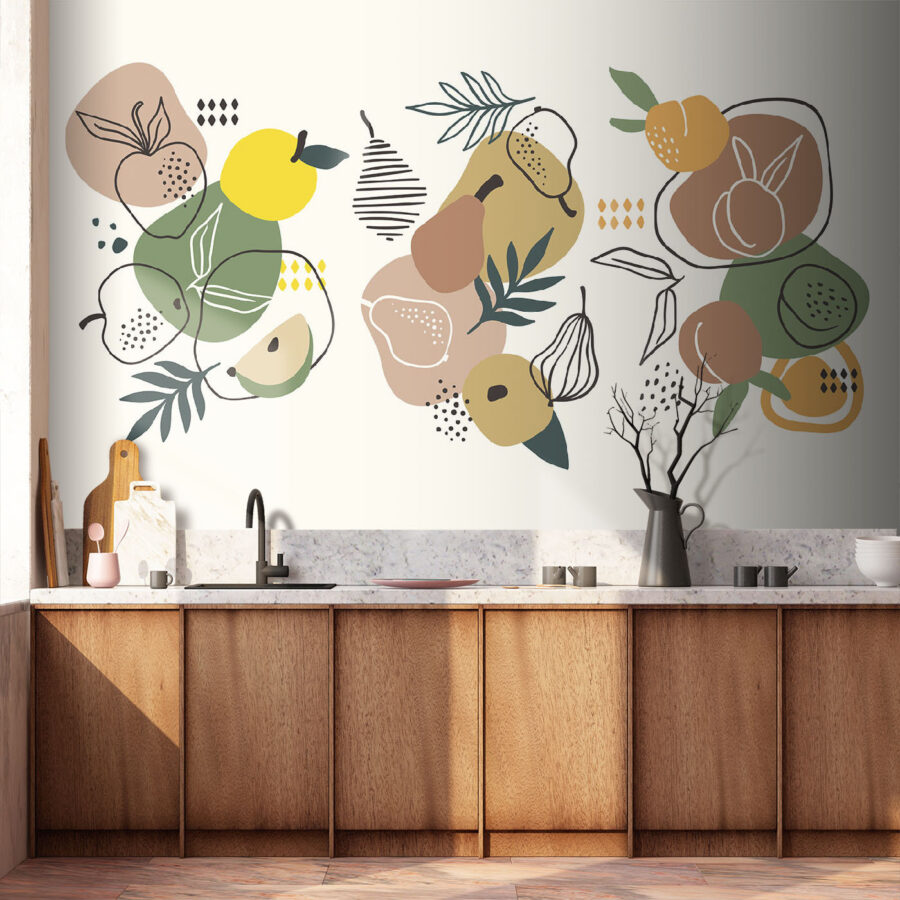 Wall murals A group of fruit with leaves - Image 2