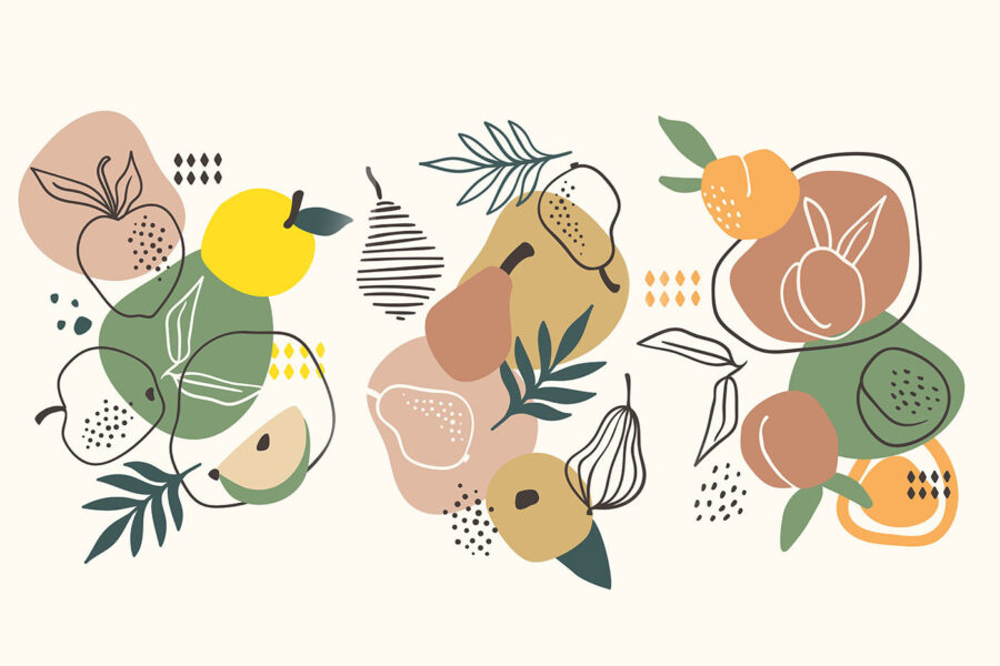 Wall murals A group of fruit with leaves - Image 3