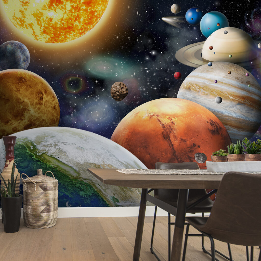 Planets and stars in space Planets and stars in space