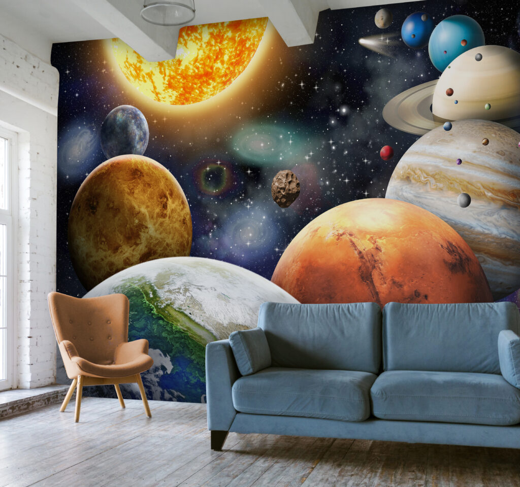 Planets and stars in space Planets and stars in space