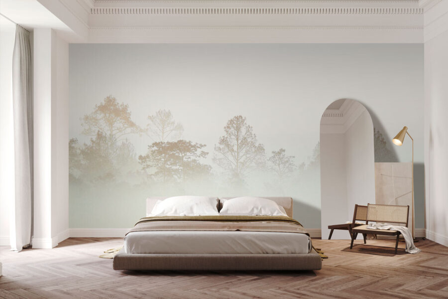 Wall murals Trees in the fog