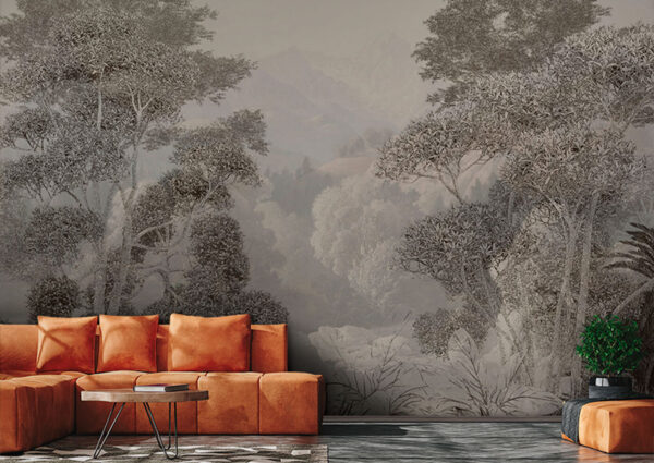 A landscape with trees and mountains A landscape with trees and mountains