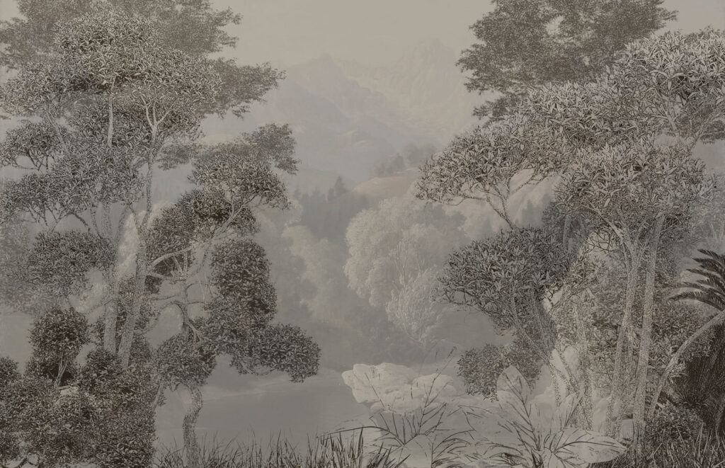 A landscape with trees and mountains A landscape with trees and mountains