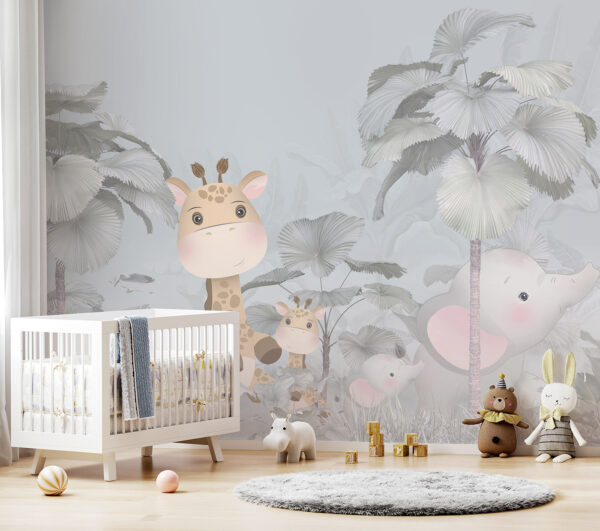 A giraffe and elephant in a forest A giraffe and elephant in a forest