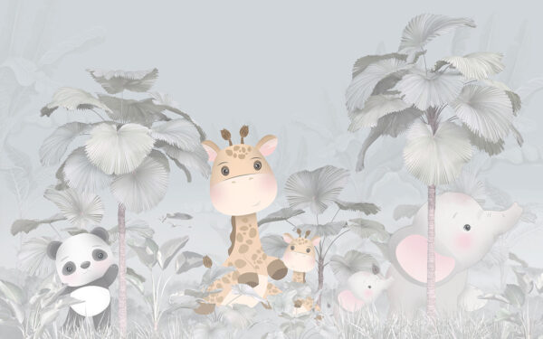 A giraffe and elephant in a forest A giraffe and elephant in a forest