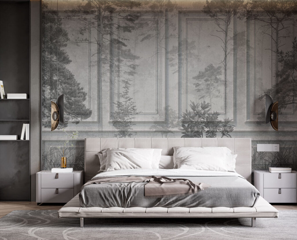 Wall with trees and grass Wall with trees and grass