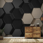 Wall mural Hexagonal pattern in black and beige