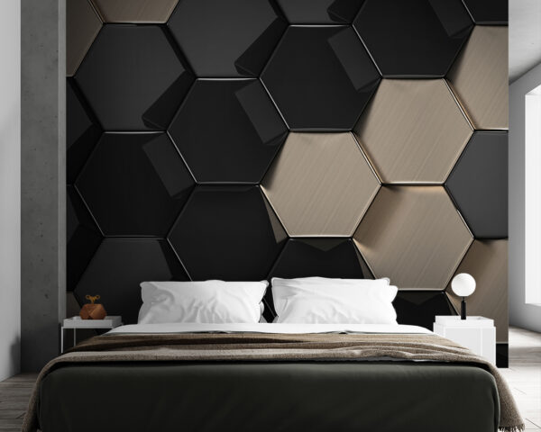 Black and gold hexagons