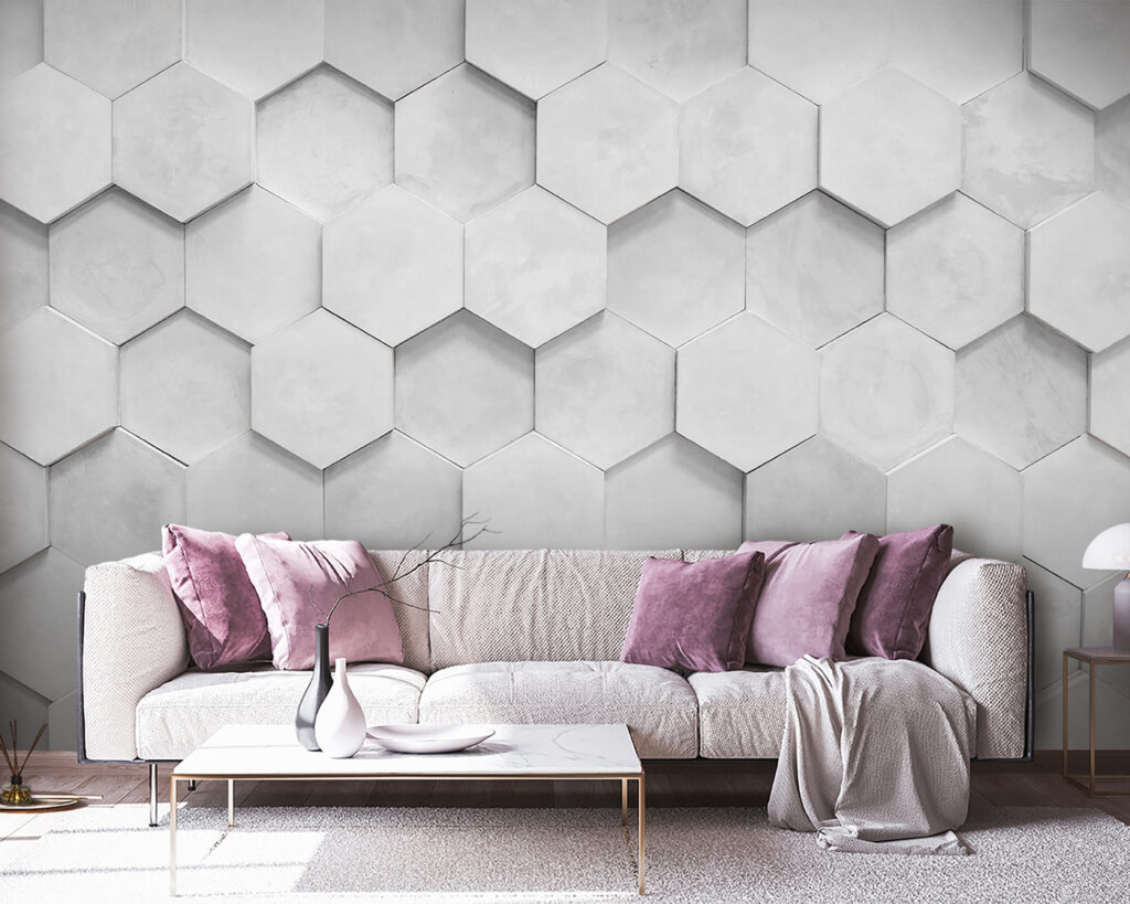 White hexagons on a wall White hexagons on a wall