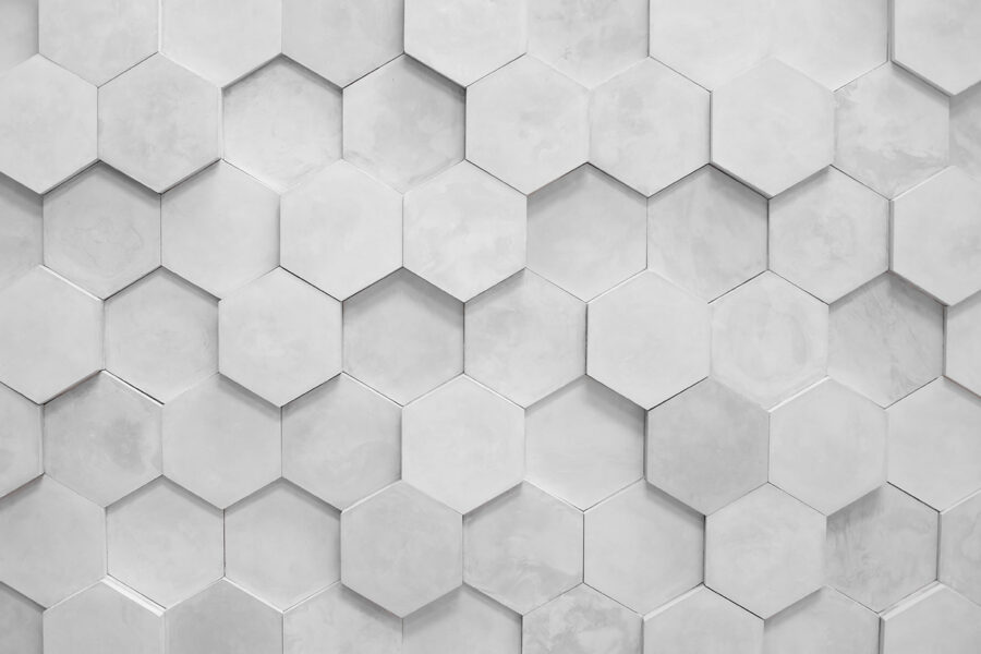 White hexagons on a wall