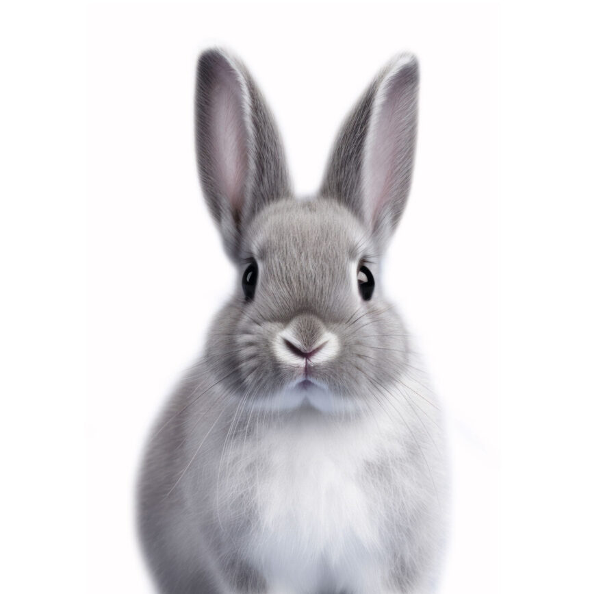Cute rabbit with big expressive eyes.