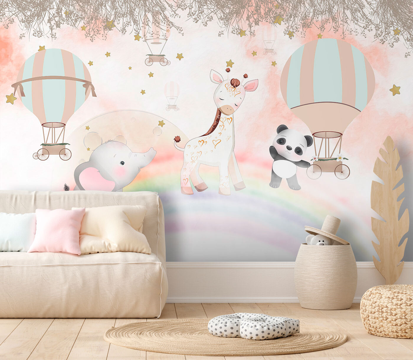 Cartoon animals on a rainbow Cartoon animals on a rainbow