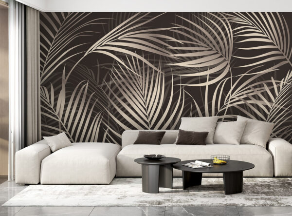 Elegant palm leaves on a dark backdrop Elegant palm leaves on a dark backdrop