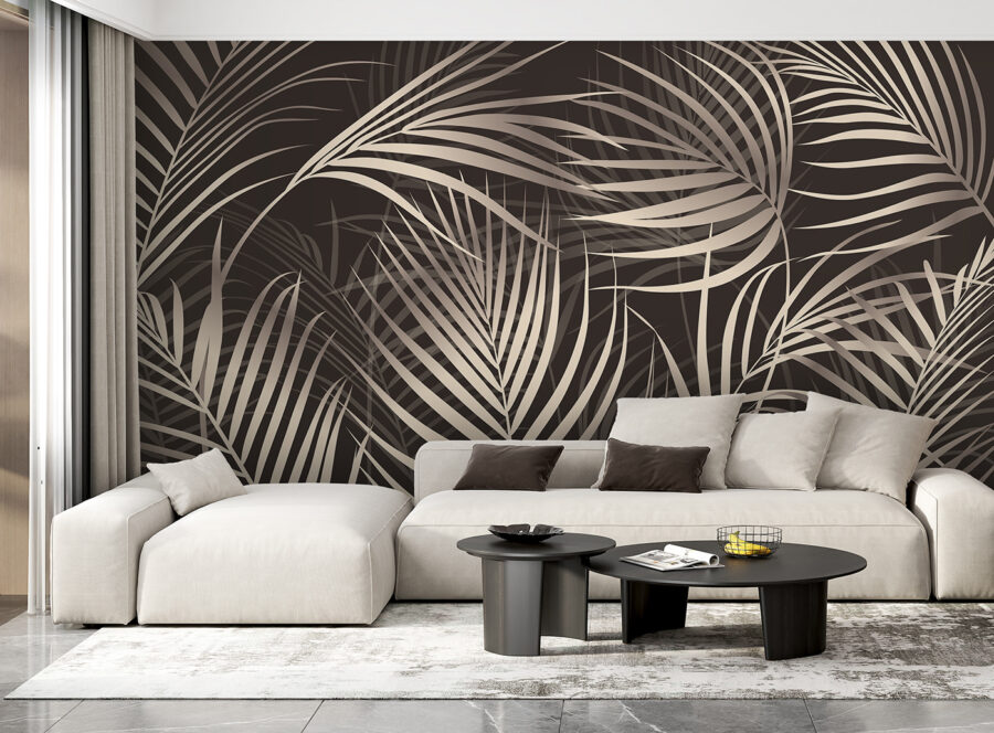 Elegant palm leaves on a dark backdrop Elegant palm leaves on a dark backdrop