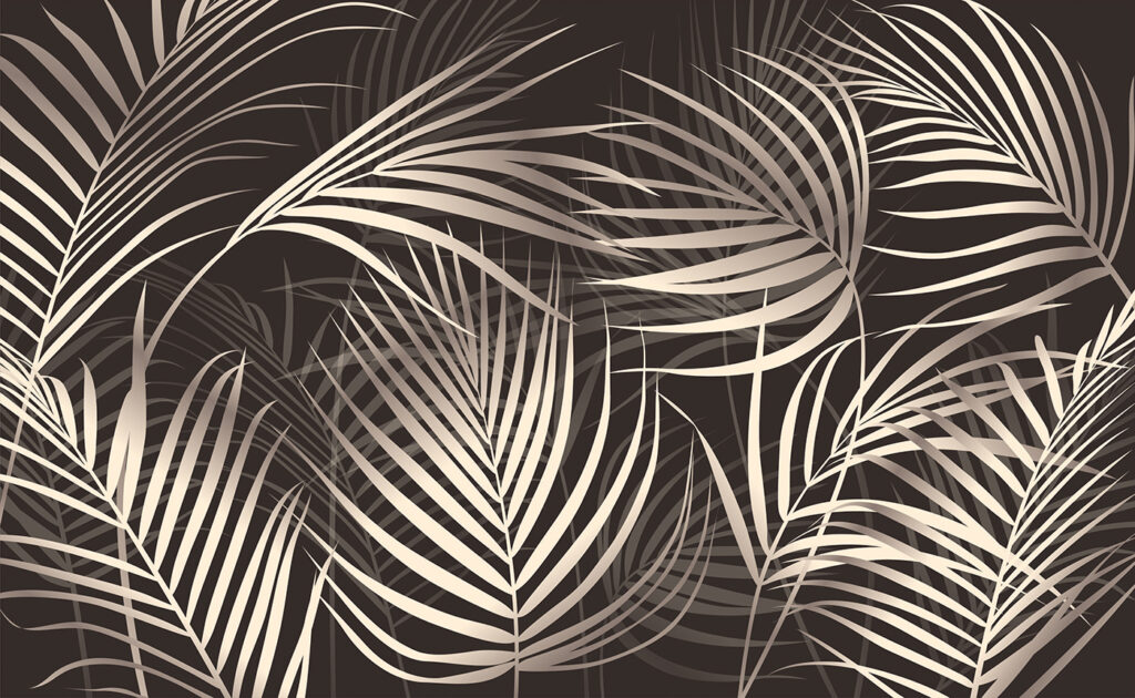 Elegant palm leaves on a dark backdrop Elegant palm leaves on a dark backdrop