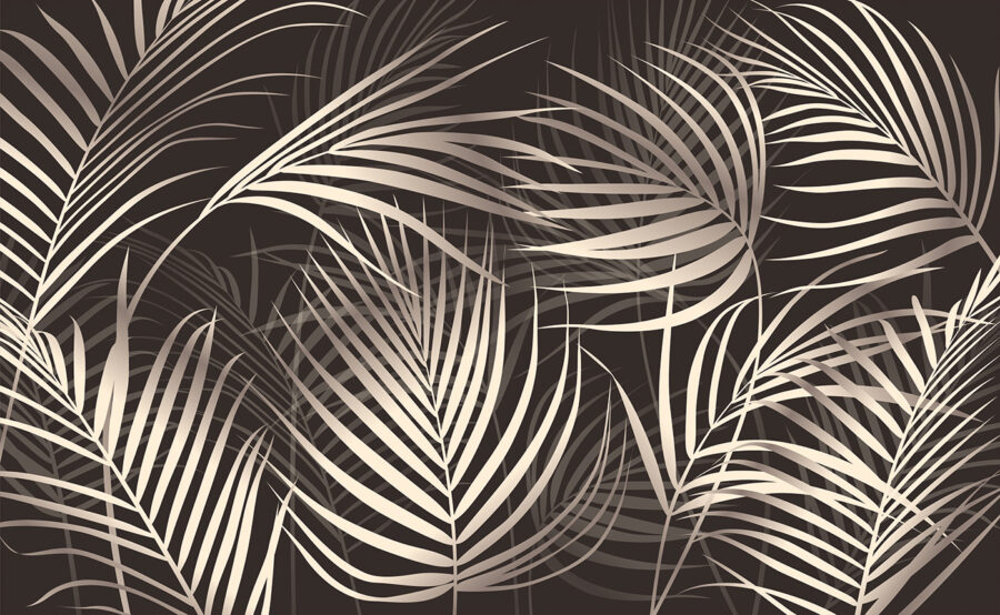 Elegant palm leaves on a dark backdrop Elegant palm leaves on a dark backdrop