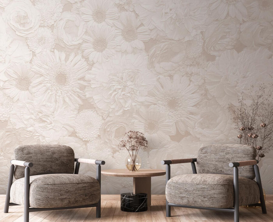 Wall murals White flower pattern - Image 2