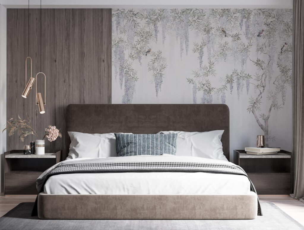 Wallpaper with flowers and birds Wallpaper with flowers and birds