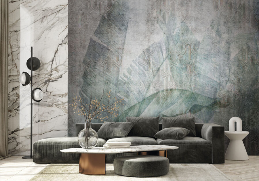 Elegant leaves on textured background