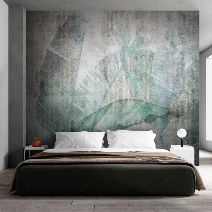 Elegant leaves on textured background