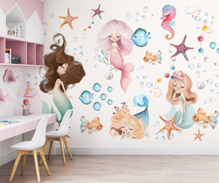 Collection of cartoon mermaids