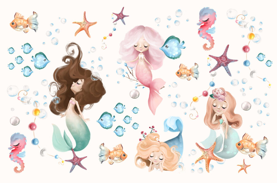 Collection of cartoon mermaids