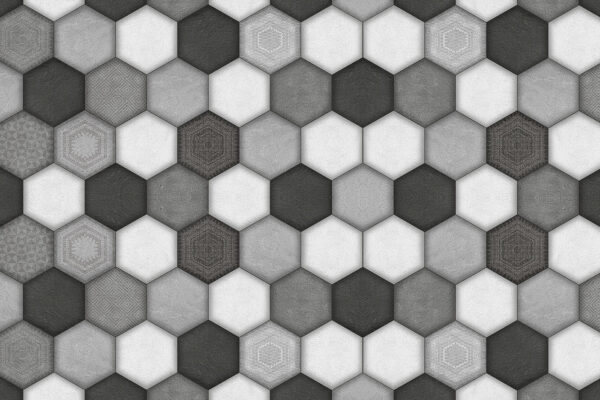 Geometric hexagonal pattern in grayscale Geometric hexagonal pattern in grayscale