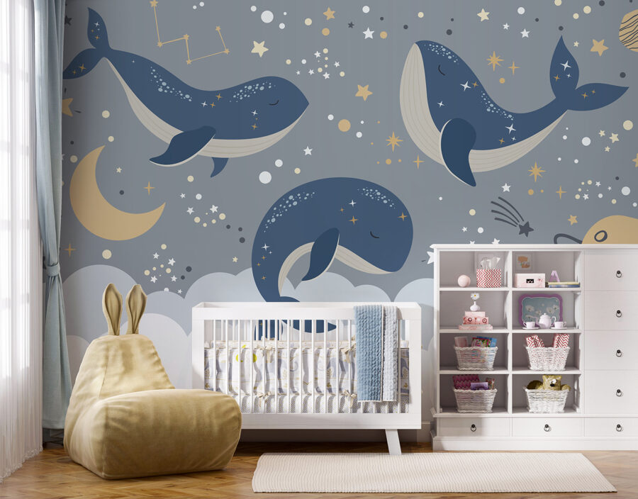 Wall murals Group of whales in the sky - Image 3