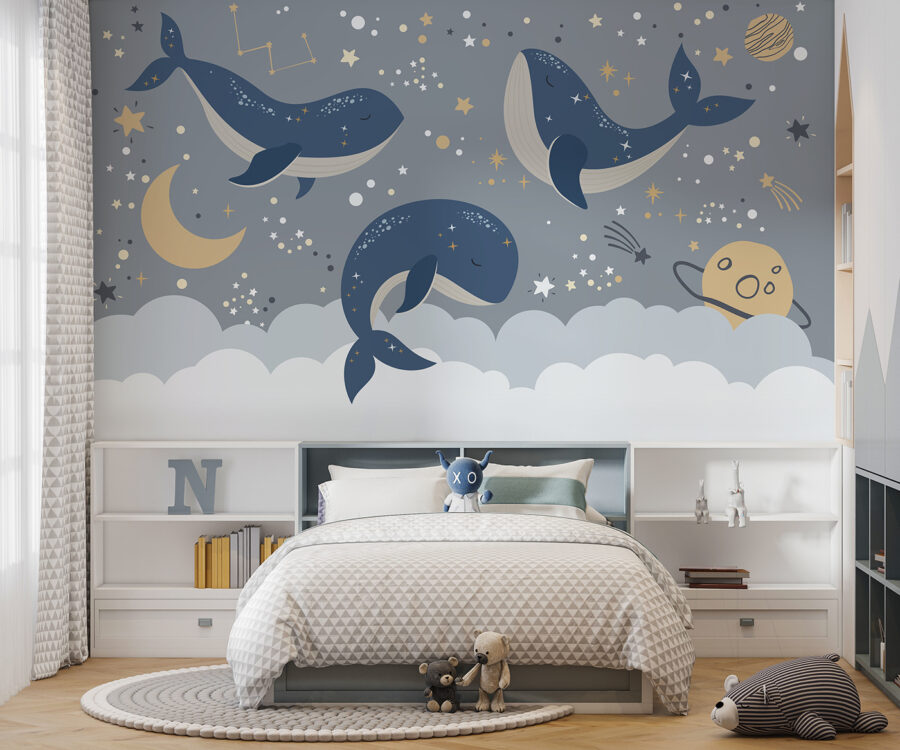 Wall murals Group of whales in the sky - Image 2