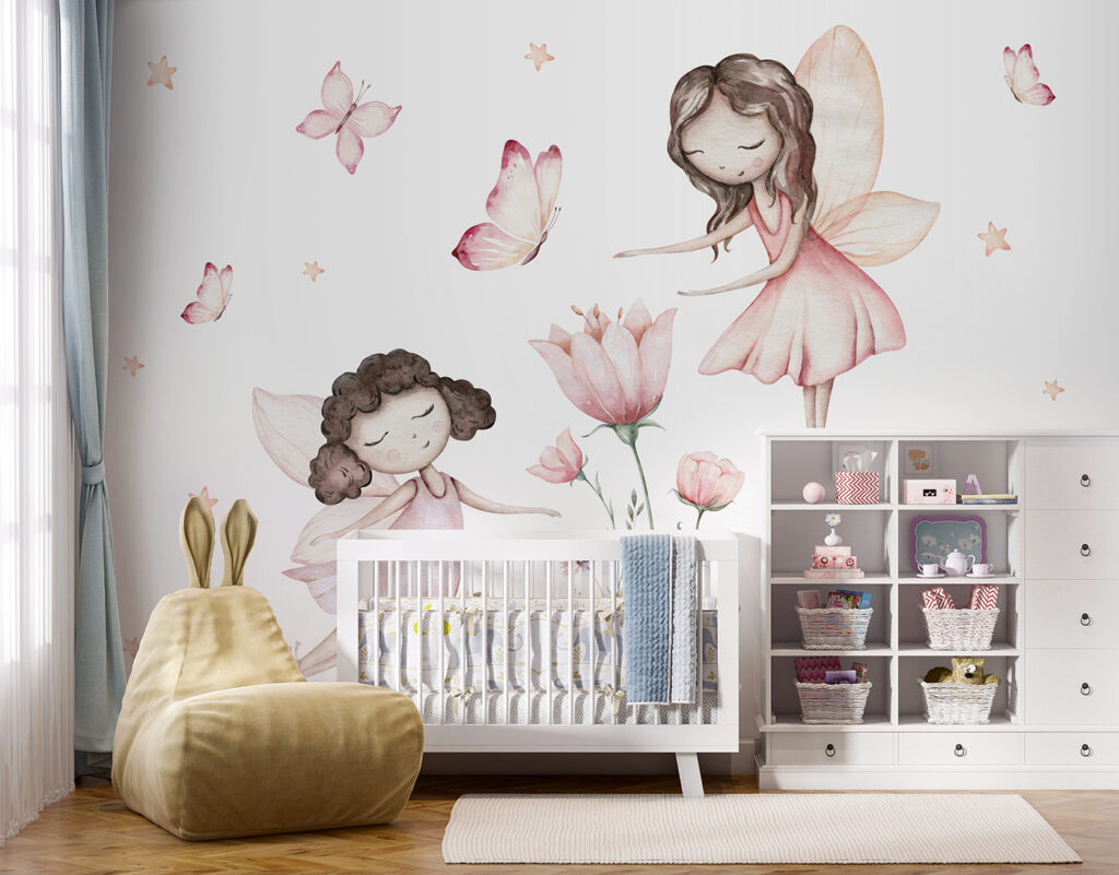 Group of fairies with butterflies and flowers