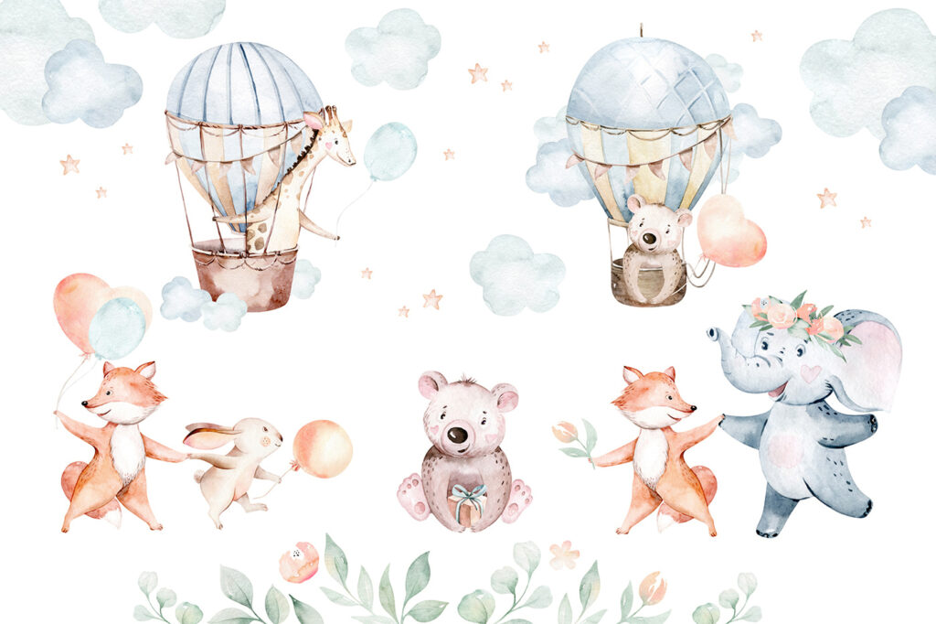 Set of watercolor animals Set of watercolor animals