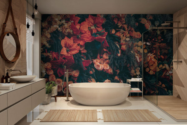 Wall murals Group of flowers and leaves (SKU: u96636) Wall murals Wall murals Group of flowers and leaves (SKU: u96636)