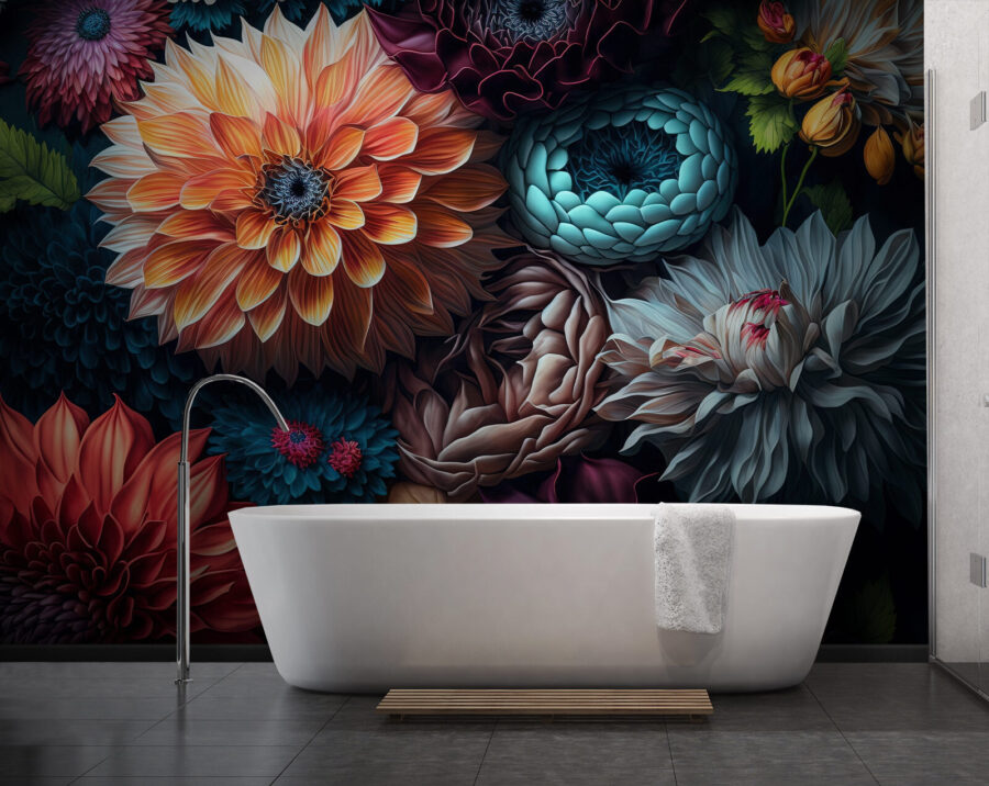 Wall murals Group of colorful flowers - Image 3