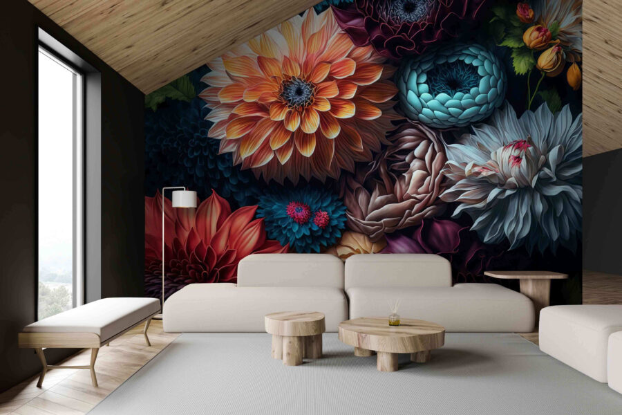 Wall murals Group of colorful flowers - Image 2