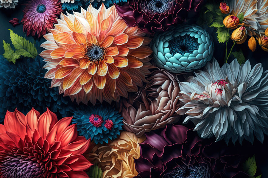 Wall murals Group of colorful flowers - Image 6