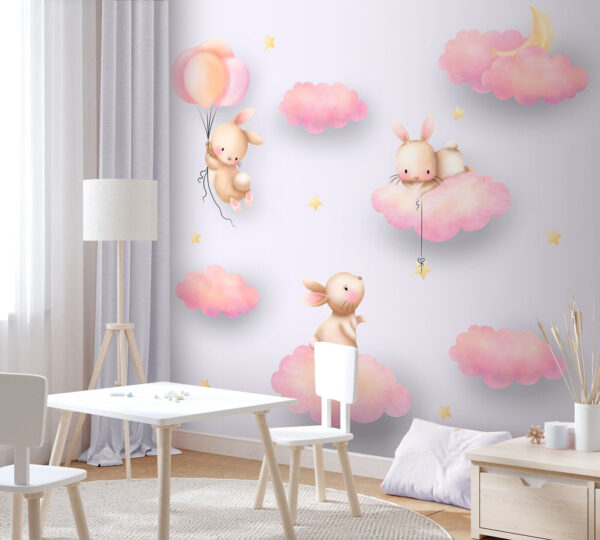 Group of rabbits on clouds Group of rabbits on clouds