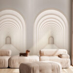 Wall murals White hallway with arched windows