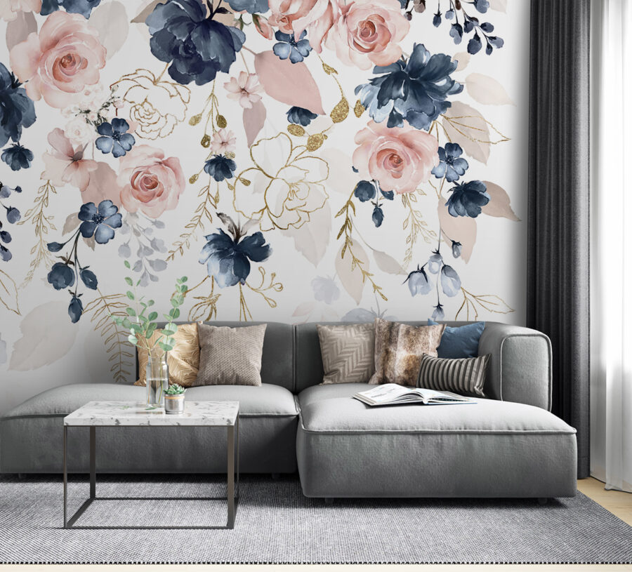 Delicate floral arrangement in pastel hues.