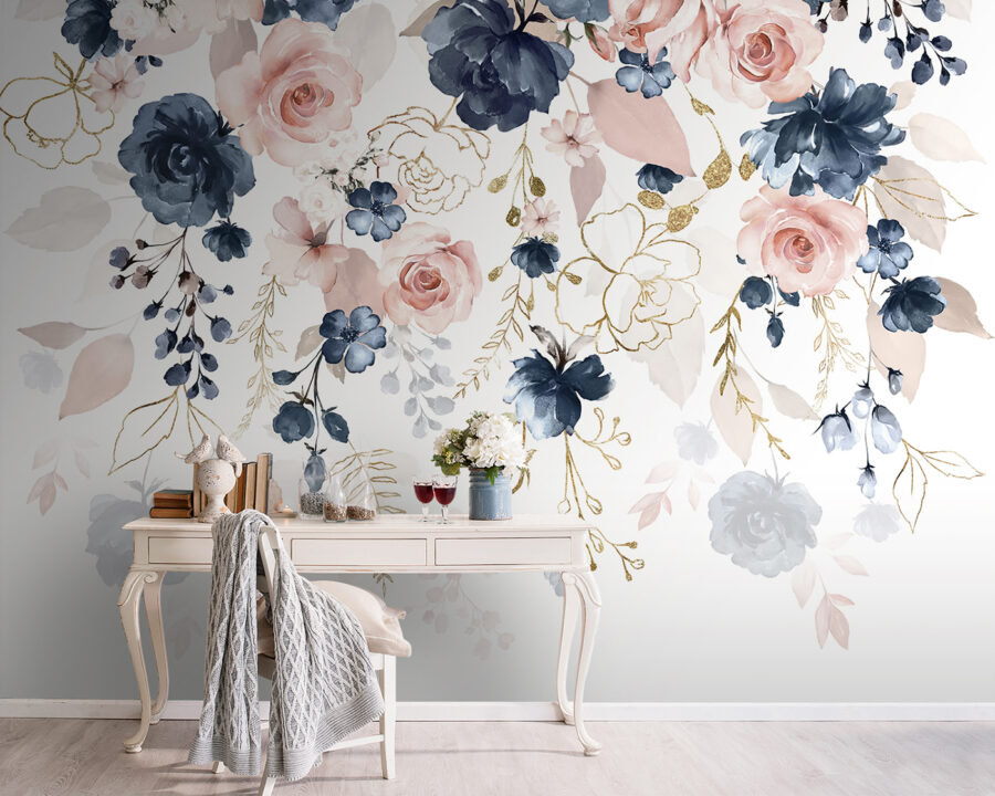 Delicate floral arrangement in pastel hues.