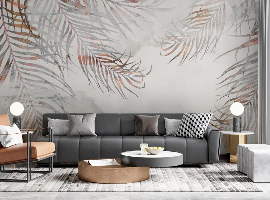 Wall murals Delicate leaves on a soft backdrop.