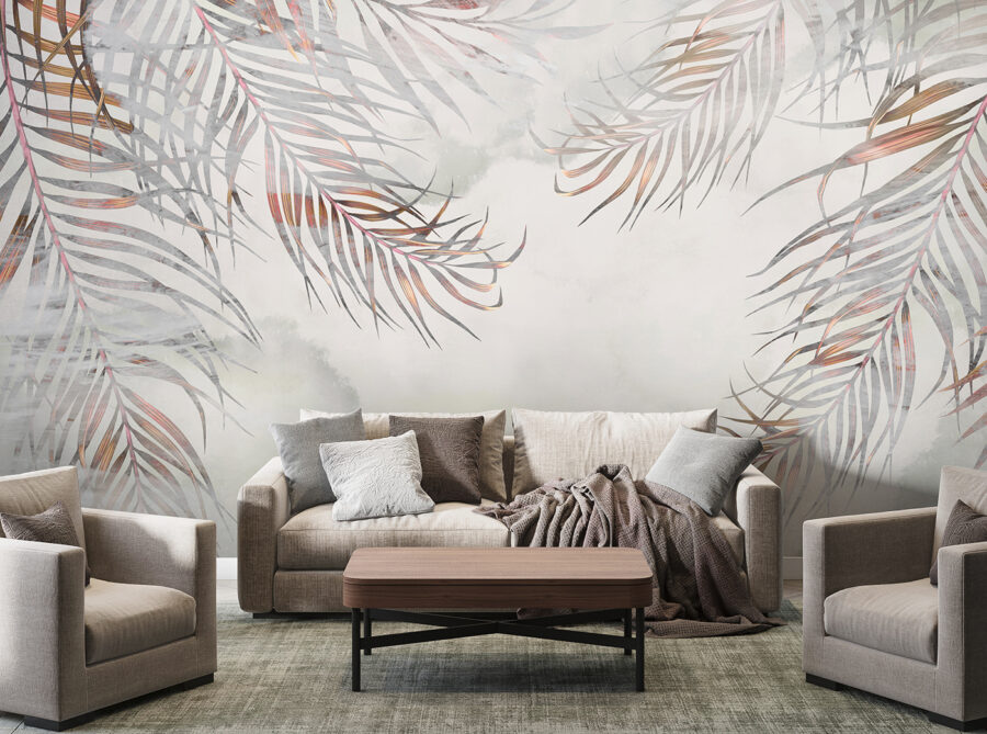 Wall murals Delicate leaves on a soft backdrop. - Image 3