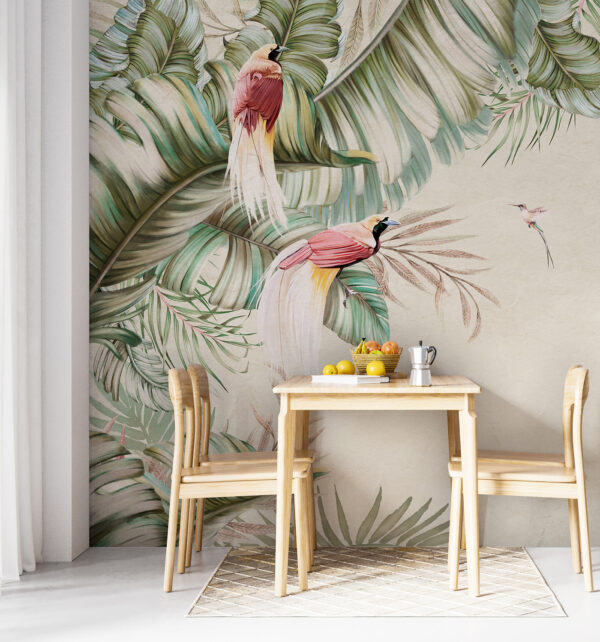 Tropical scene with vibrant birds Tropical scene with vibrant birds