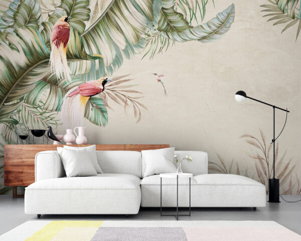 Tropical scene with vibrant birds Tropical scene with vibrant birds