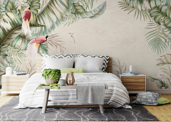 Tropical scene with vibrant birds Tropical scene with vibrant birds